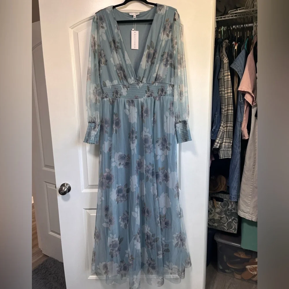 Baltic Born Blue Floral Long Sleeve Dress - Picture 1 of 3